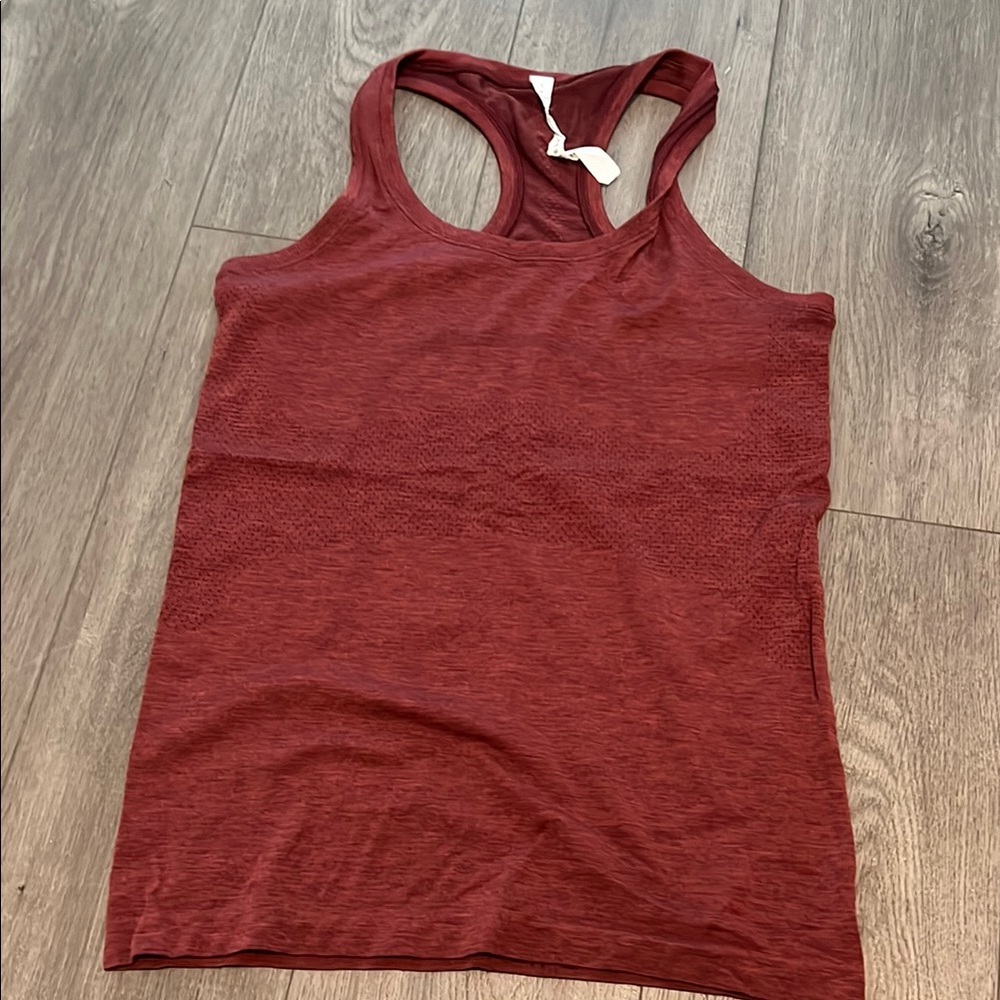 Red Fitted Scoop Neck Tank Top